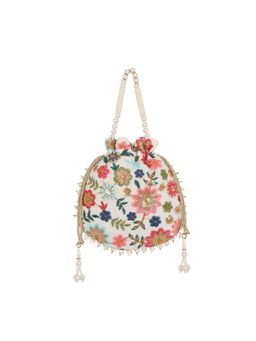 Lavie - Jiya Floral Embriodered - Womens Potli (White) (S)