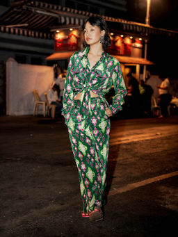 Style Junkiie - Cafe Green Ikat Straight Trousers