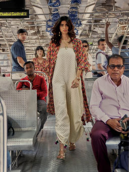 Style Junkiie - Multicolour Trellis Georgette Overlays