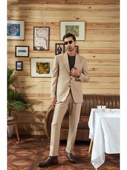 Philocaly - Duner Slim Fit Solid Beige Jacket and Pant