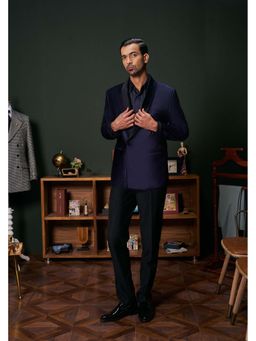 Philocaly - Vasilios Slim Fit Solid Blue Tuxedo