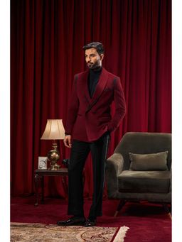 Philocaly - Cameron Regular Fit Solid Maroon Tuxedo