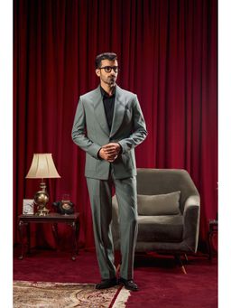 Philocaly - Scorsese Set Slim Fit Solid Teal Jacket and Trouser