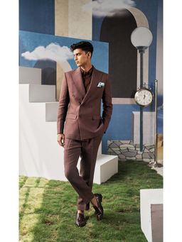 Philocaly - Caden Slim Fit Solid Brown Blazer and Pant