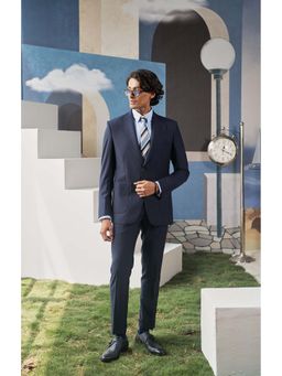 Philocaly - Orson Regular Fit Solid Blue Tuxedo and Pant