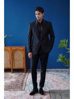 Philocaly - Noctis Slim Fit Solid Black Tuxedo