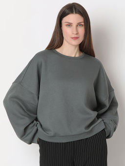 VERO MODA - Green Printed Oversized Sweatshirt