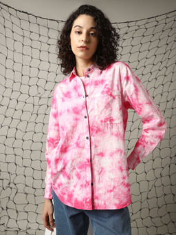 Hubberholme - Pink Tie and Dye Relaxed Shirts