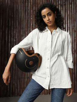 High Star - Off White Solid Relaxed Shirt