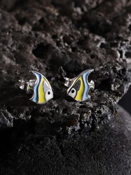 Carlton London - Blue & Yellow 925 Sterling Silver Quirky Studs