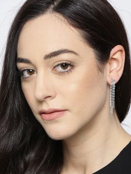 Carlton London - 925 Sterling Silver Contemporary Drop Earrings