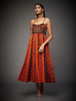 RI.Ritu Kumar - Black Multi Zardozi Med-Hand Emb Harvana Dress