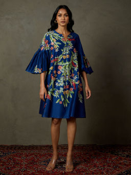 RI.Ritu Kumar - Royal Blue Beads Sequined-Hand Emb Erica Dress (M)