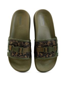 WROGN - Mens Olive Earth Camo Sliders
