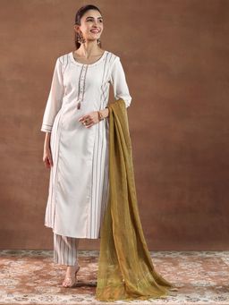 Libas - Off White Cotton Blend Printed Kurta Sets for Women