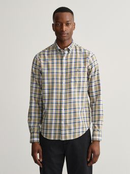 GANT - Men Beige Checked Regular Fit Shirt