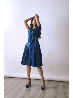BABITA M - Women'S Denim Solid Indigo Dress