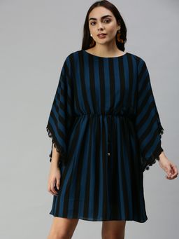 SHOWOFF - Women Striped Black Kaftan Dress