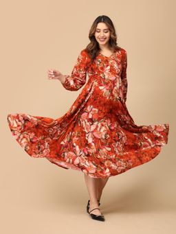 The Mom Store - Rust In Show Maternity and Nursing Maxi Dress