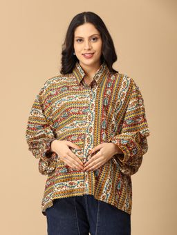 The Mom Store - Yellow Kalavriti Maternity and Nursing Oversized Shirt