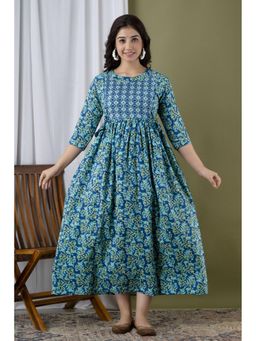 UrbanRang - Blue Bloom Dual Print Maternity Dress