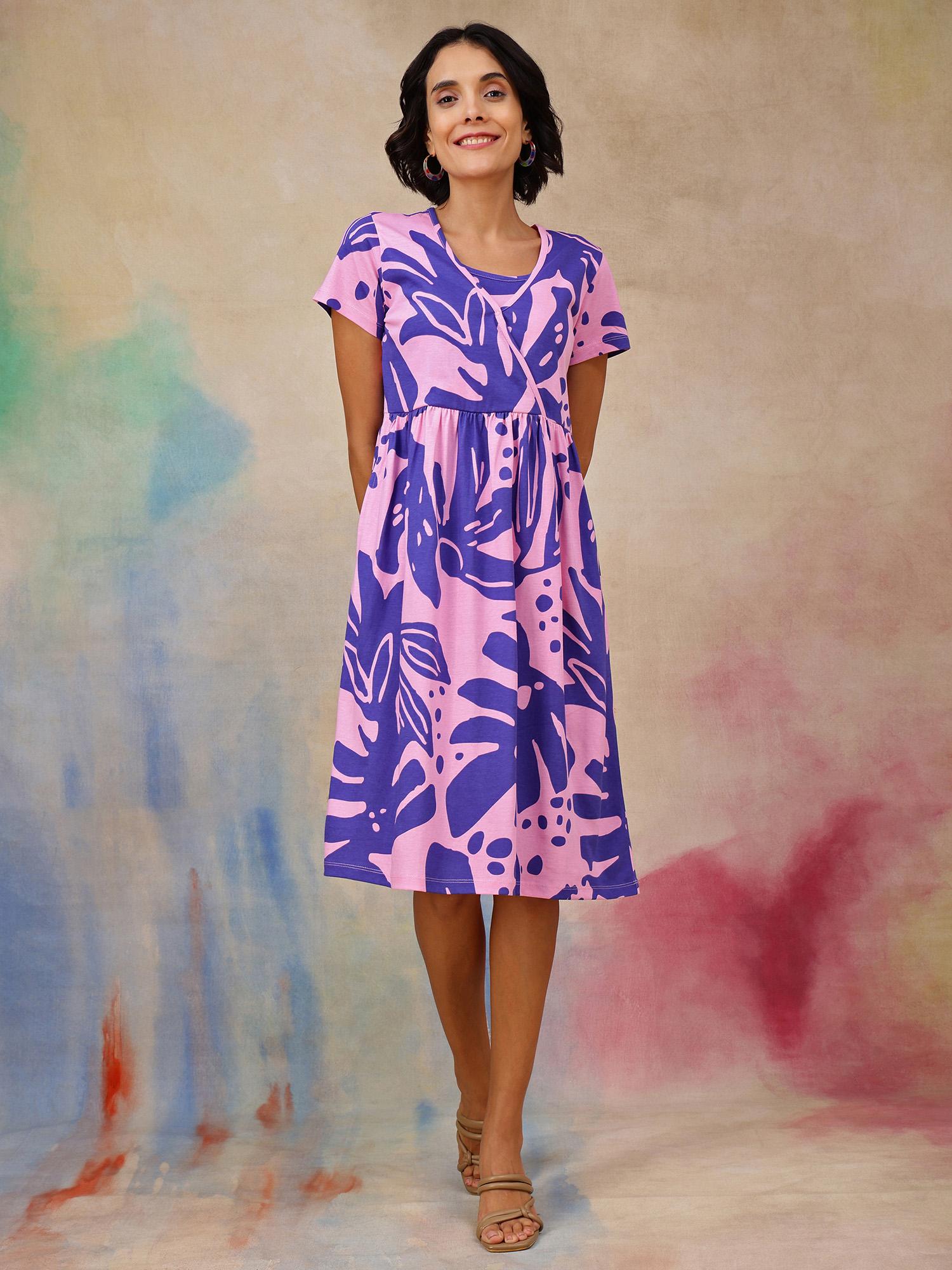 zelena Purple Zipless Maternity Feeding Dress-picture-14