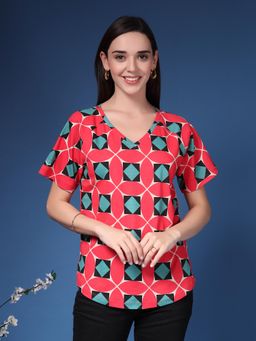 Zelena - Dark Red Cotton Maternity Feeding Top