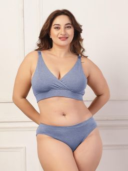 Zelena - Sky Blue Cotton Maternity Nursing Adjustable Straps Bra