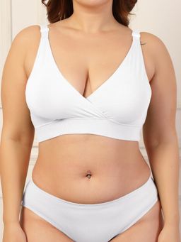 Zelena - White Cotton Maternity Nursing Bra