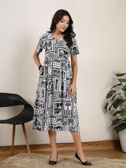 Zelena - Black Rayon Zipless Maternity Feeding Dress