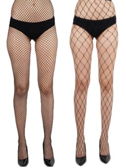 NEXT2SKIN - Women's Fishnet Mesh Pantyhose Stockings Black, MediumNet-XLargeNet (Pack of 2)