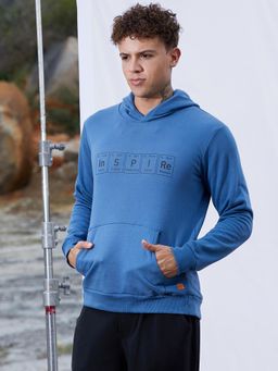 Campus Sutra - Men Blue Inspire Hoodie with Front Pocket
