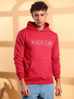 Campus Sutra - Men Red Inspire Hoodie with Front Pocket