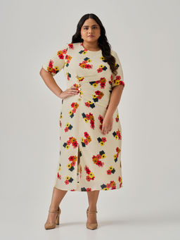 Neeti and Mudita - Symmetra Off White Midi Dress
