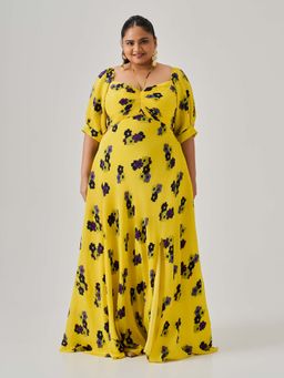 Neeti and Mudita - Vector Ruched Printed Maxi Dress