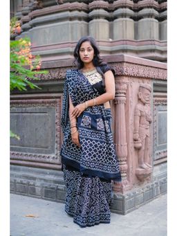 BEGUM BELIYA - Black-Bliss Hand Block printed saree