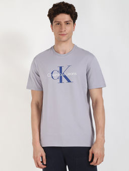 Calvin Klein - Mens Grey Solid Casual T-Shirt