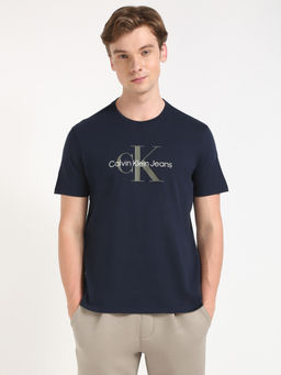 Calvin Klein - Mens Navy Blue Solid Casual T-Shirt