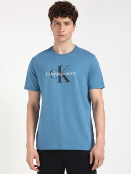 Calvin Klein - Mens Blue Solid Casual T-Shirt