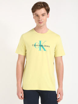 Calvin Klein - Mens Yellow Solid Casual T-Shirt