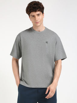 Calvin Klein - Mens Grey Solid Casual T-Shirt