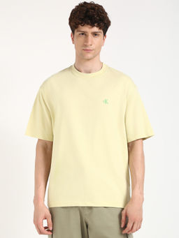 Calvin Klein - Mens Yellow Solid Casual T-Shirt