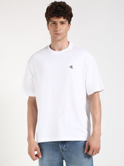 Calvin Klein - Mens White Solid Casual T-Shirt