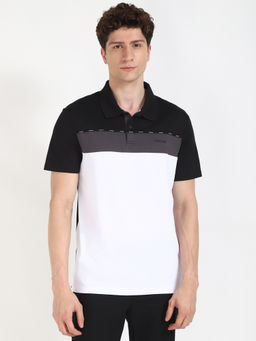 Calvin Klein - Mens Black Colorblock Casual Polo T-Shirt