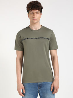 Calvin Klein - Mens Green Solid Casual T-Shirt