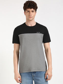Calvin Klein - Mens Black Colorblock Casual T-Shirt