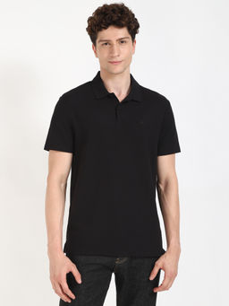 Calvin Klein - Mens Black Solid Casual Polo T-Shirt