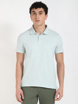 Calvin Klein - Mens Blue Solid Casual Polo T-Shirt