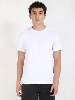 Calvin Klein - Mens White Solid Casual T-Shirt
