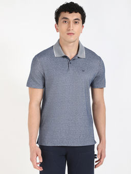 Calvin Klein - Mens Blue Solid Casual Polo T-Shirt
